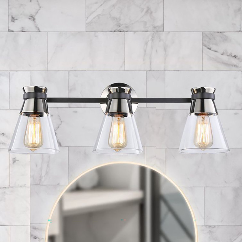 Éclairage pour meuble-lavabo 3 lumières Kanata, Noir / Nickel brossé