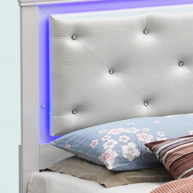 Elegant Silver Champagne Queen Bed