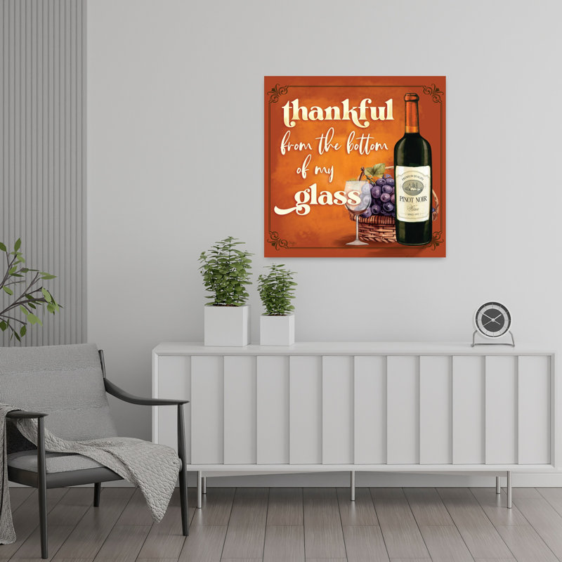 Art contemporain d'automne «Thanksful From The Bottom Of My Glass», H 24 po x l 24 po