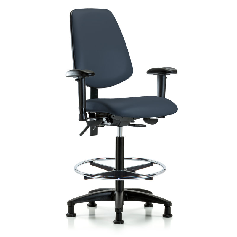 Beckett Vinyl Drafting Chair, Glides, Imperial Blue, Not Included
