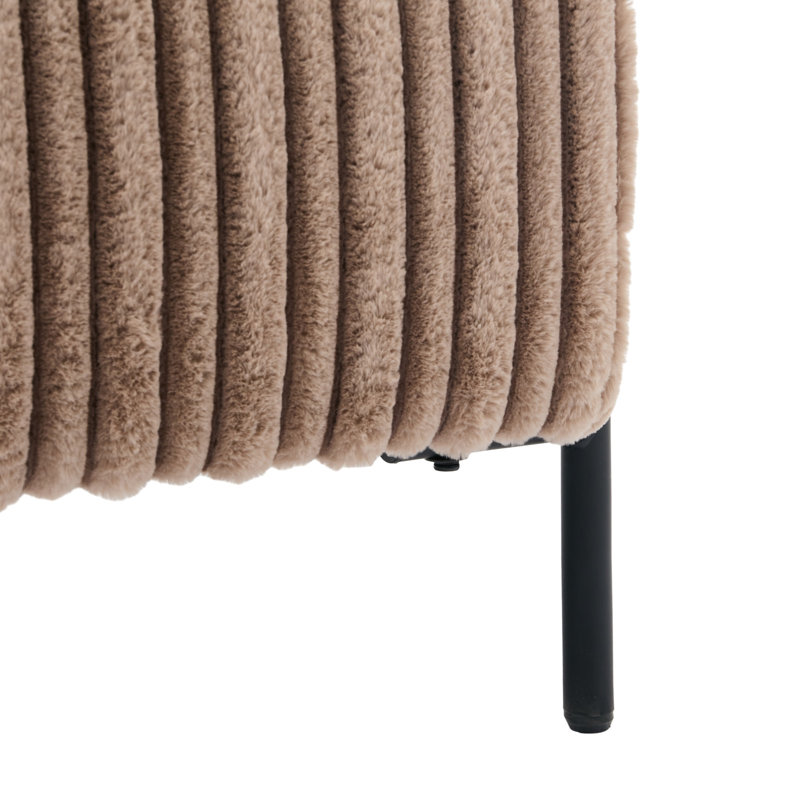 Fauteuil rembourré en velours côtelé Stolle, Microfibre brun clair