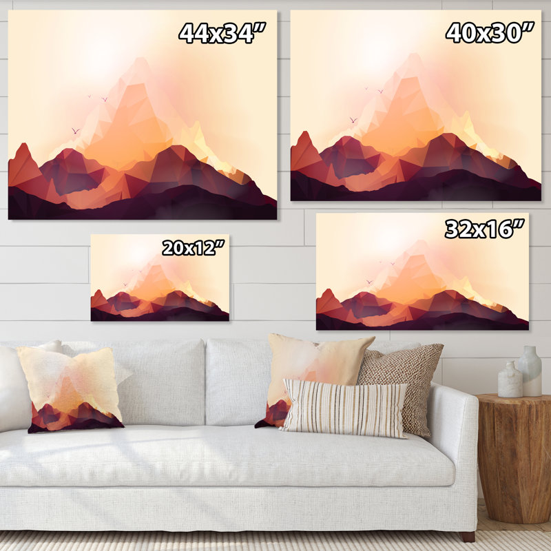 Geometric Mountain and Sunset I - Impression sur toile, H 16 po x l 32 po, Toile tendue