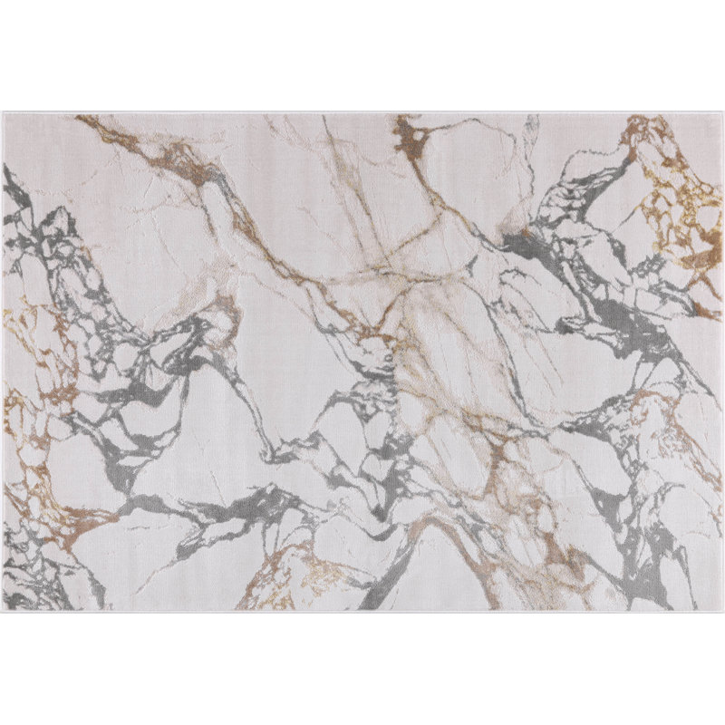 Tapis abstrait texturé or et gris Ilios Collection, Rectangle 2 pi x 3 pi