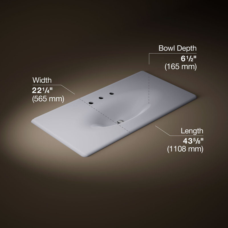 Fer / Impressions 43 "Fonte One-Piece surface et lavabo intégré avec un seul trou pour robinet, Lavender Gray, 8" Centers