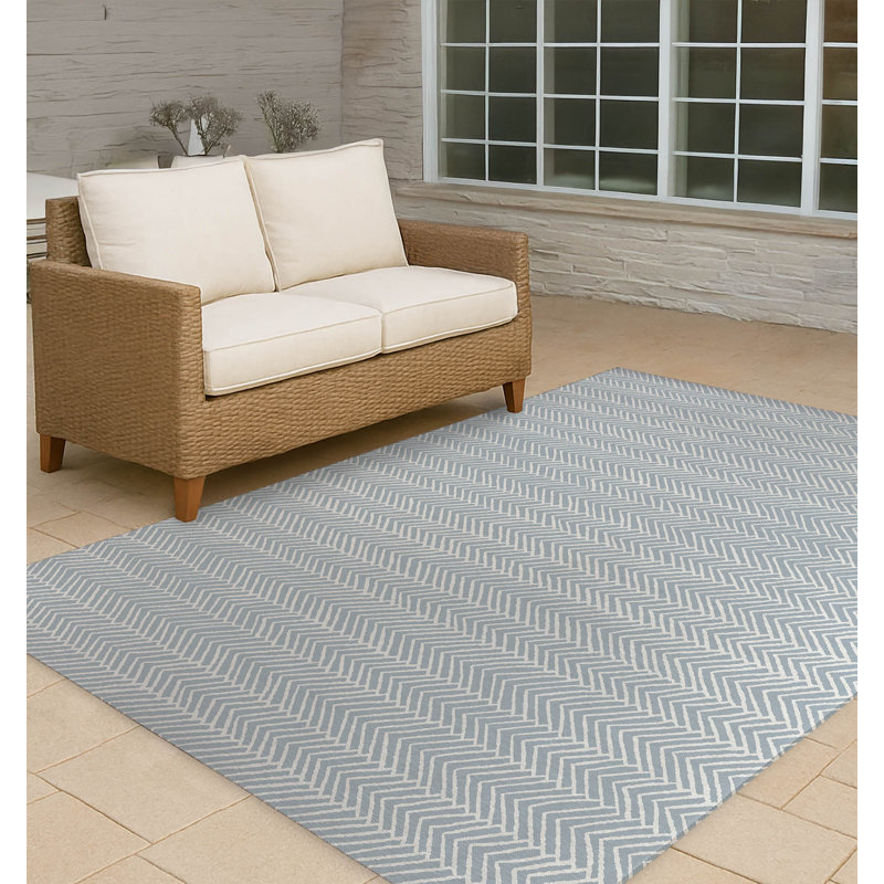 Chevron Block Non-Slip Outdoor Rug, Rectangle 3' x 5'