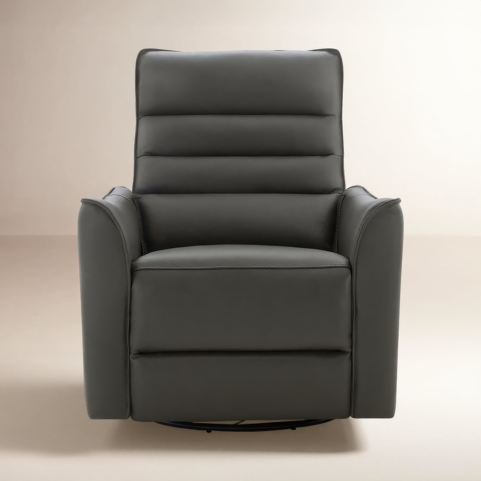Gabi 33" Genuine Leather Swivel Power Recliner, Gray