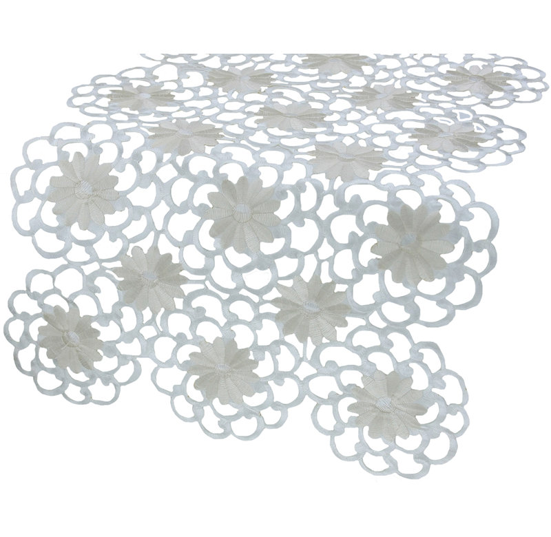 Alyxs Floral Table Runner, Ivory, 72" L x 15" W