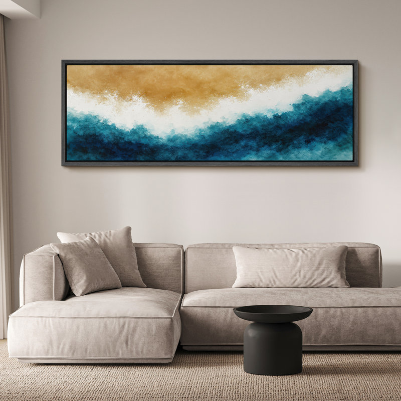 Grande impression sur toile encadrée, reproduction de paysage abstrait océanique pour décoration intérieure moderne, Noir