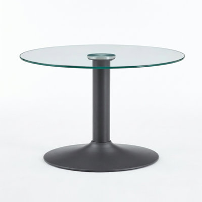 Table basse ronde en verre trempé avec base stable et robuste, table d'appoint de salon multifonctionnelle, plateau de table lisse résistant aux chocs et durable, conception de protection de plancher antidérapante