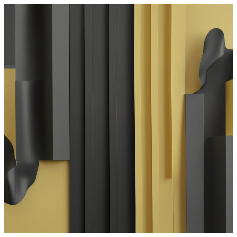 Rideaux de fenêtre abstraits noirs et jaunes, voilages et voilages à motif géométrique - 1 panneau, 50 po x 92 po - 1 panneau