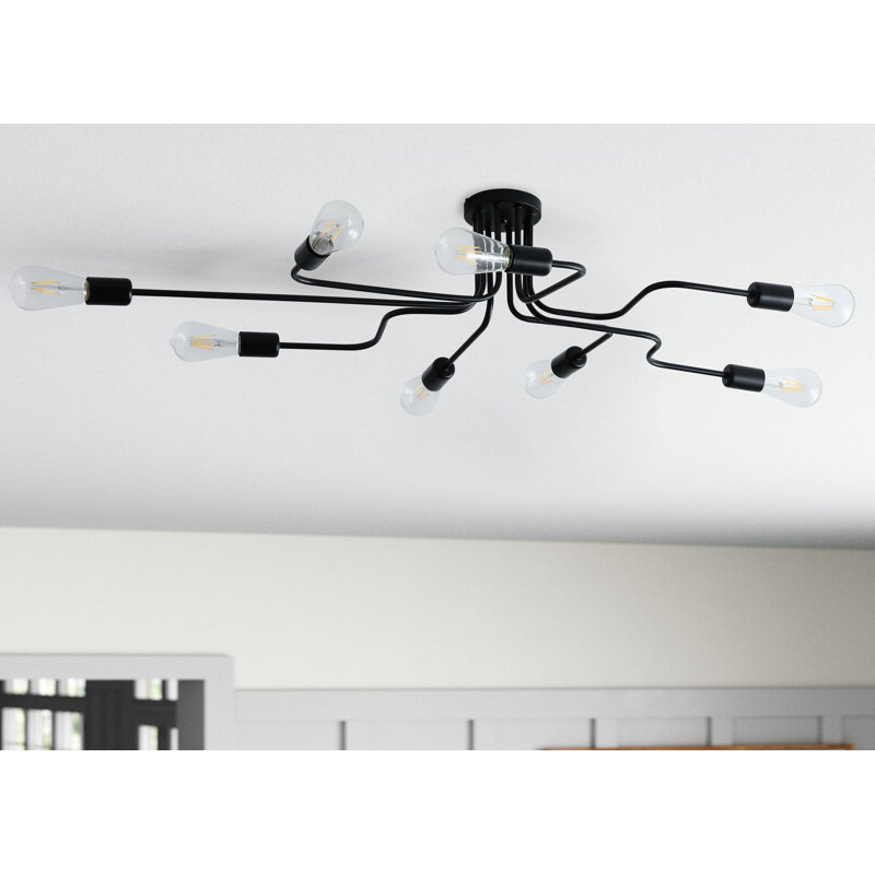 Luminaire semi-encastré de conception unique 8 lumières 42,12 po, Noir