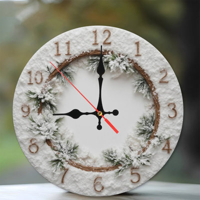 Clock-Face-With-Numbers-And-Snowflakes