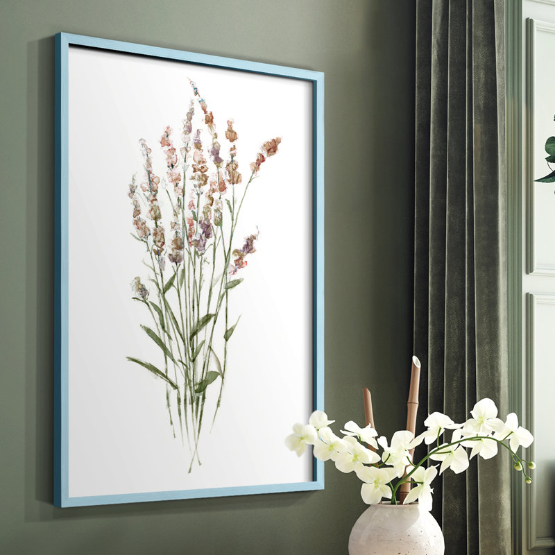 Reproduction encadrée «Dicat Botanical II» - bois massif, H 10 po x l 8 po, Bleu