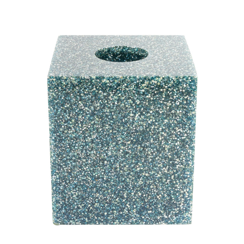 Porte-boîte à mouchoirs lumineux | Élégante résine incrustée de strass | Rangement pour salle de bain et rangement, Glace