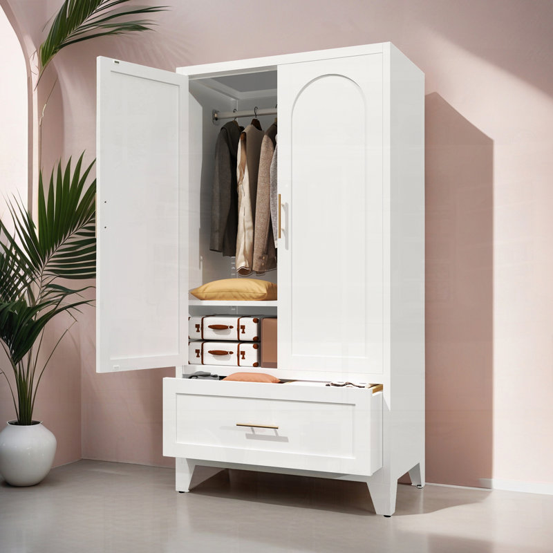 Armoire à tringle en métal, Blanc