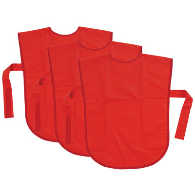 Vinyl Primary Art Smock, Ages 3+, Red, 22" X 16", Pack Of 3