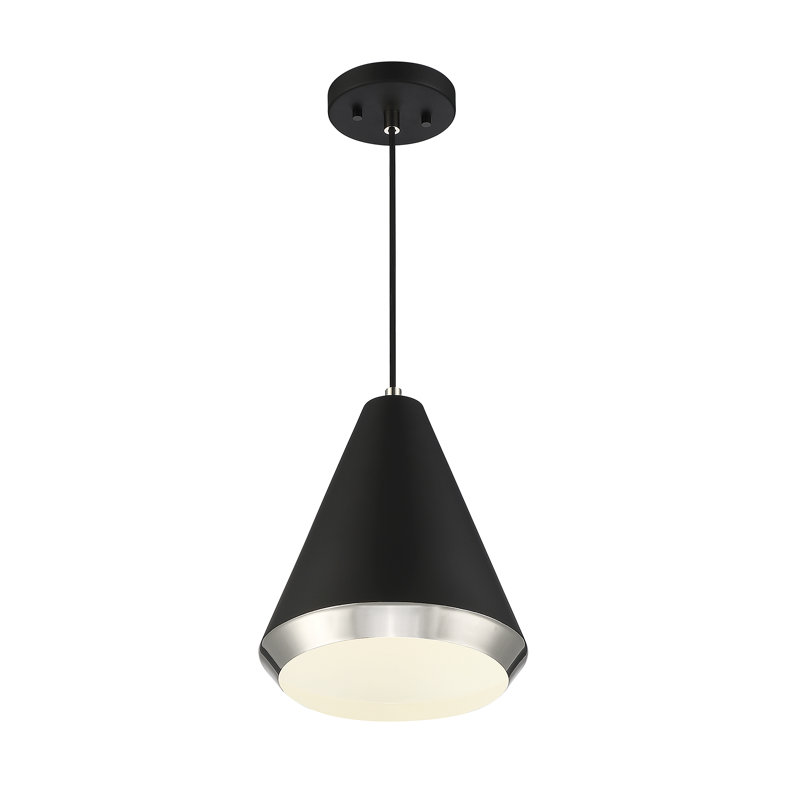 Luminaire à 1 lumière en noir mat Meridian avec nickel poli Meridian, Nickel poli / Noir