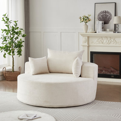 Fauteuil convertible une place, chenille 55'l, sans assemblage, confortable pour salle de projection, beige, une place avec coussin en chenille moelleuse de 55'l, installation facile.