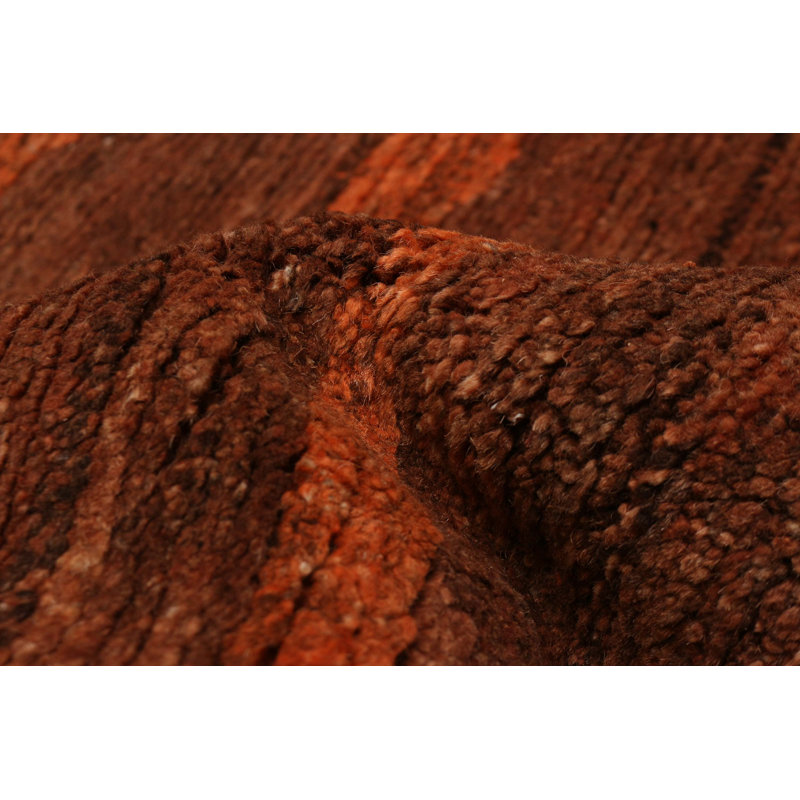 Tapis orange noué à la main unique 10 pi 0 po x 10 pi 0 po