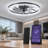 24" Modern Black Ceiling Fan with Light & APP Remote Dimmable Ice Cone Flush Mount Fandelier-357677231