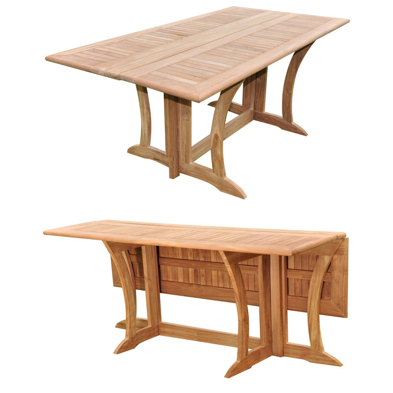 7 Pcs Grade-A Teak Wood Dining Set: Warwick Console Folding Rectangle Table And Lua Stacking Arm Chairs #11LU1506, 6