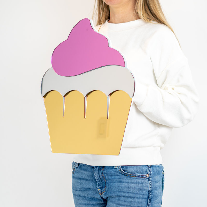 Décoration murale miroir Cupcake, Argent, H 12 po x l 10 po x P 1 po