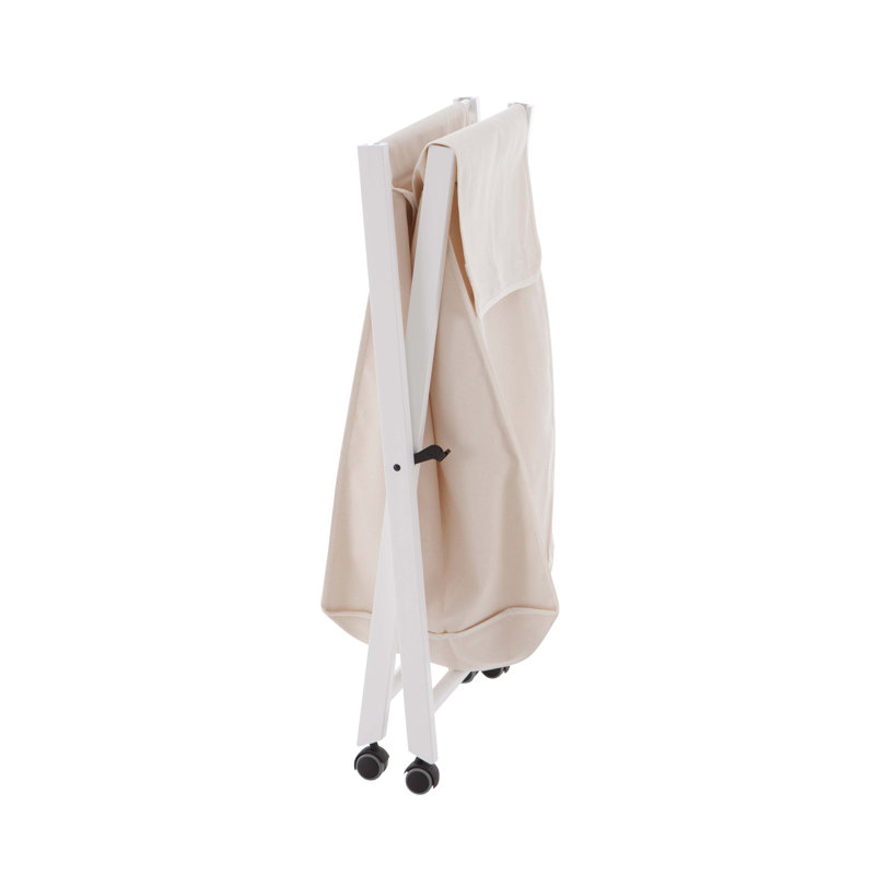 Bowles Wood Rolling Laundry Hamper, White