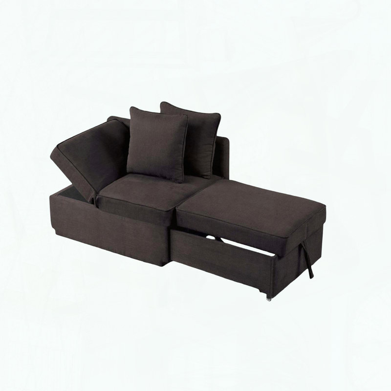Chaise convertible - tissu gris - appui-tête réglable - rangement, Gris foncé, Non