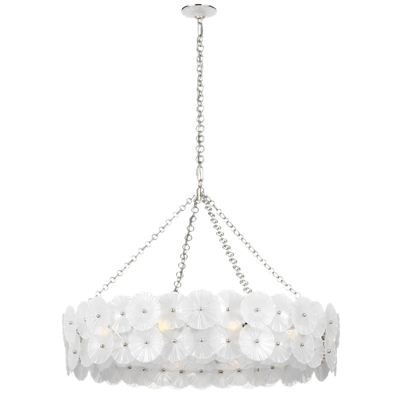 Julie Neill 12 - Light Chandelier, Burnished Silver Leaf