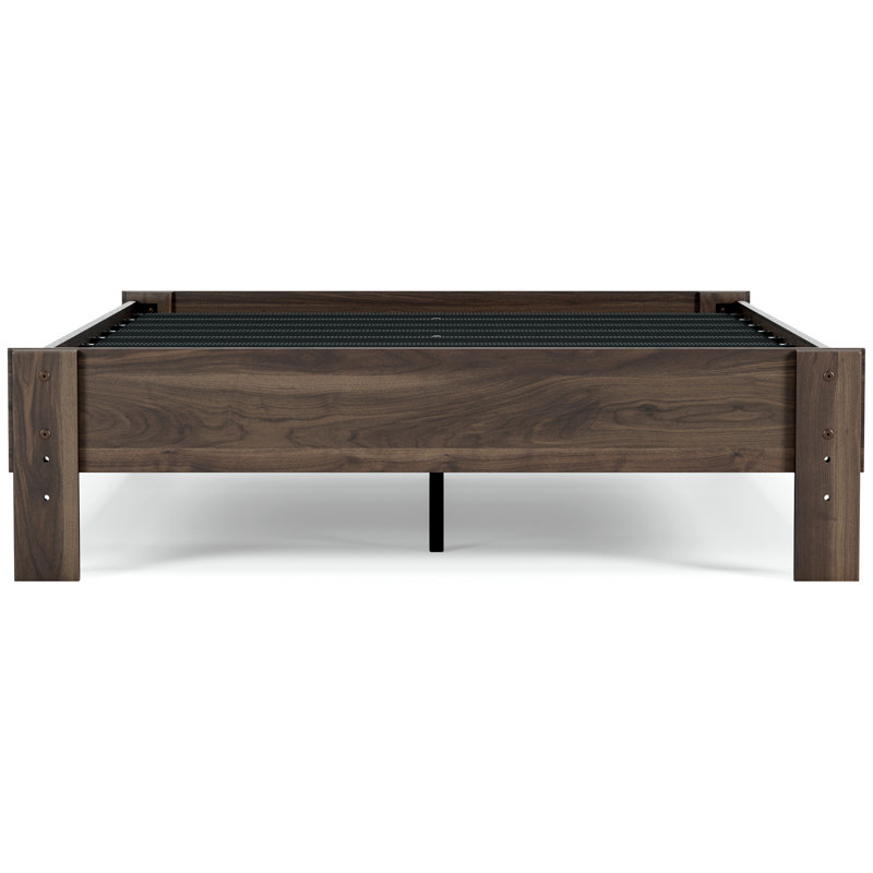 Lit plateforme Calverson, Double, Marron foncé