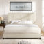Lit plateforme tapissier très grand capitonné beige Bridgevine Home