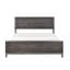 Lit double de style moderne, gris brunâtre et argent antique, tête de lit, rails inclus
