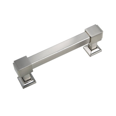 Utopia Alley Brett Pull Handle - Decorative Cabinet Drop Pull Handles For Cabinets And Drawers - Vintage Cabinet Hardware With Hand Finished Brushed Nickel - Metal Drawer Pull Handle, 3.78" Center To Center (Set Of 25)