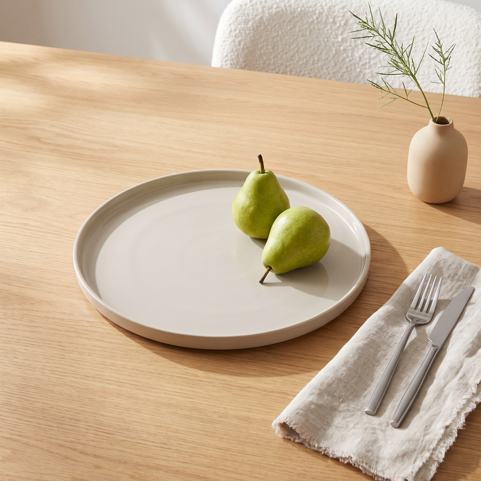 Pilar Stoneware Platter, Moonbeam