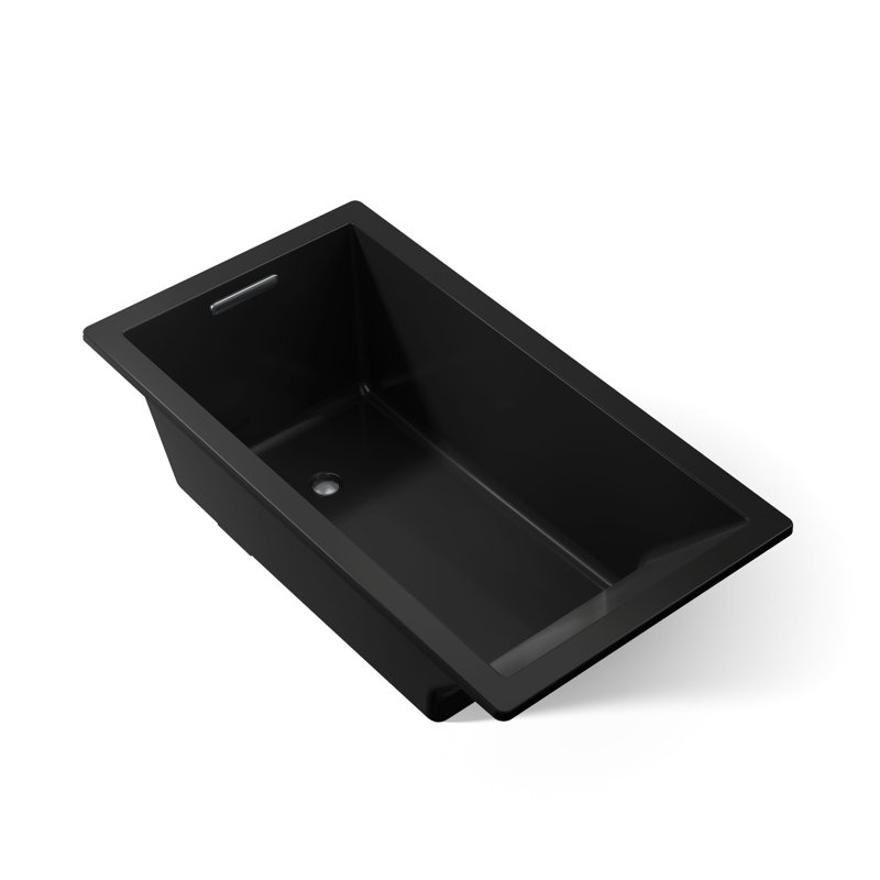 Underscore 66" x 36" Soaking Bathtub, Noir, Non, Centre