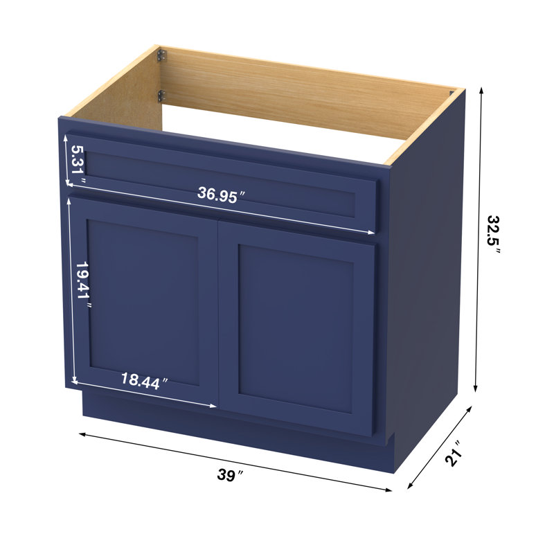 39'' Single Bathroom Vanity Base Only, Blue