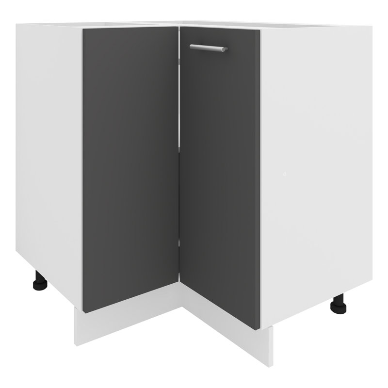 Saralou 82Cm H x 76Cm W x 76Cm D Manufactured Wood Corner Base Cabinet, White/Anthracite