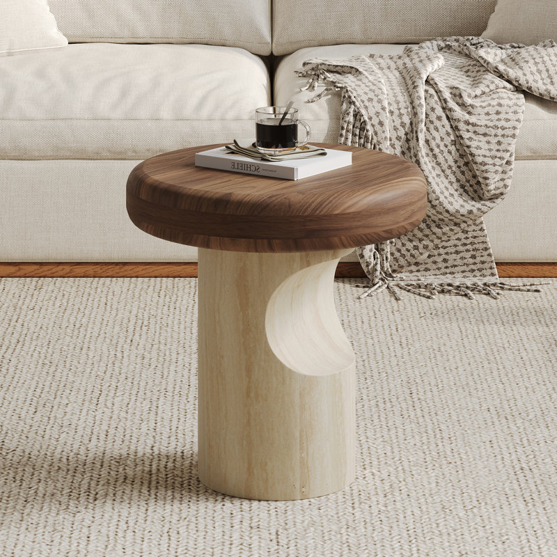 Modern Wood Coffee Coffee Table, Multi-Functional End Table & Bedside Nightstand, No Assembly Required, Small Round Accent Table for Living Room & Bedroom