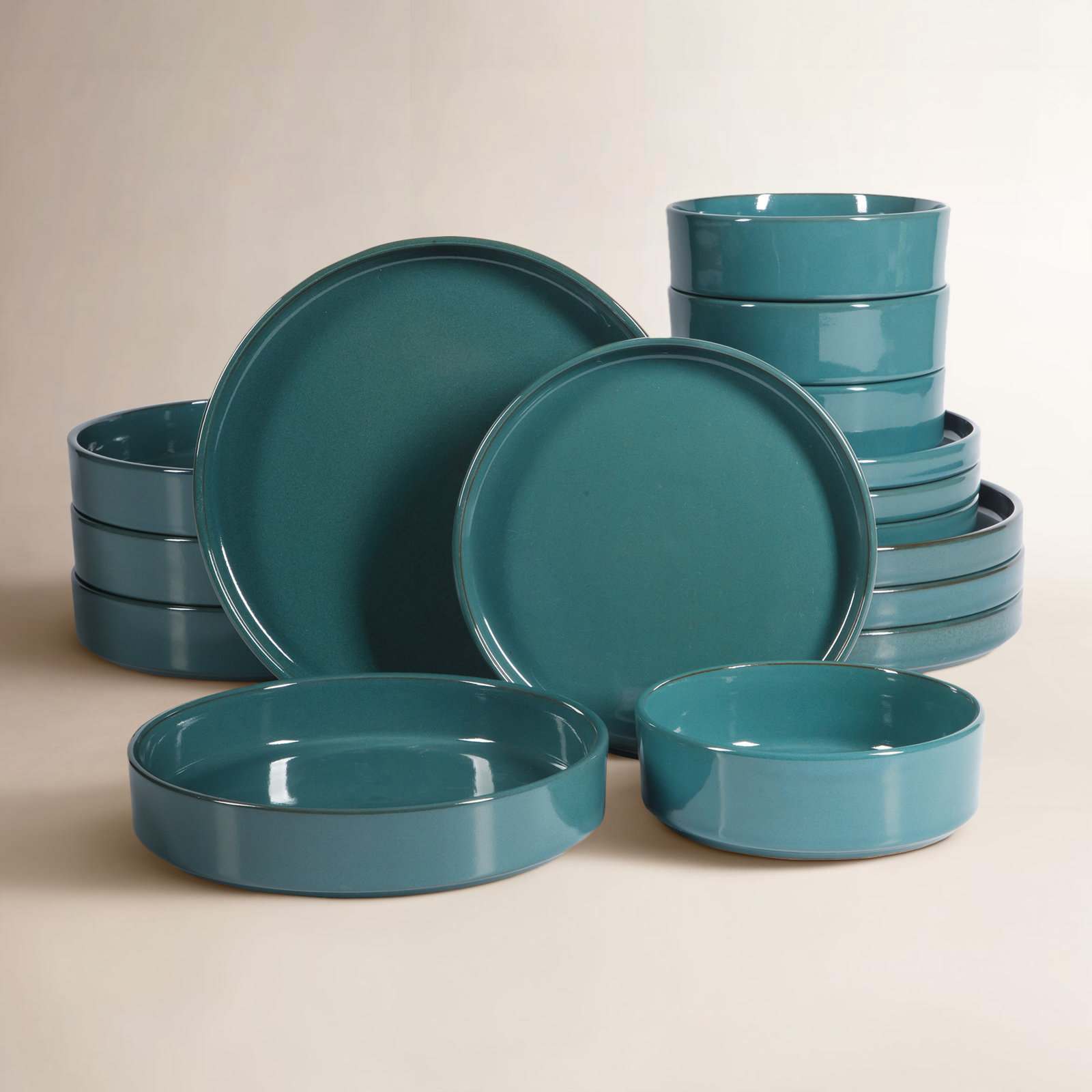 Santorini Terracotta Dinnerware Set - Service for 4, Jade