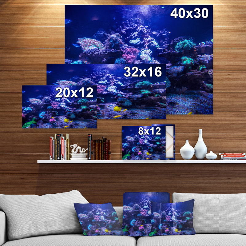 Aquarium récif, réservoir - reproduction de photo, Toile tendue, H 8 po x l 12 po x P 1 po