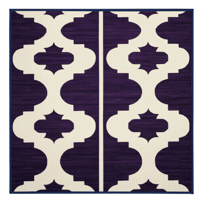 Machine Washable Trellis Purple Area Rug