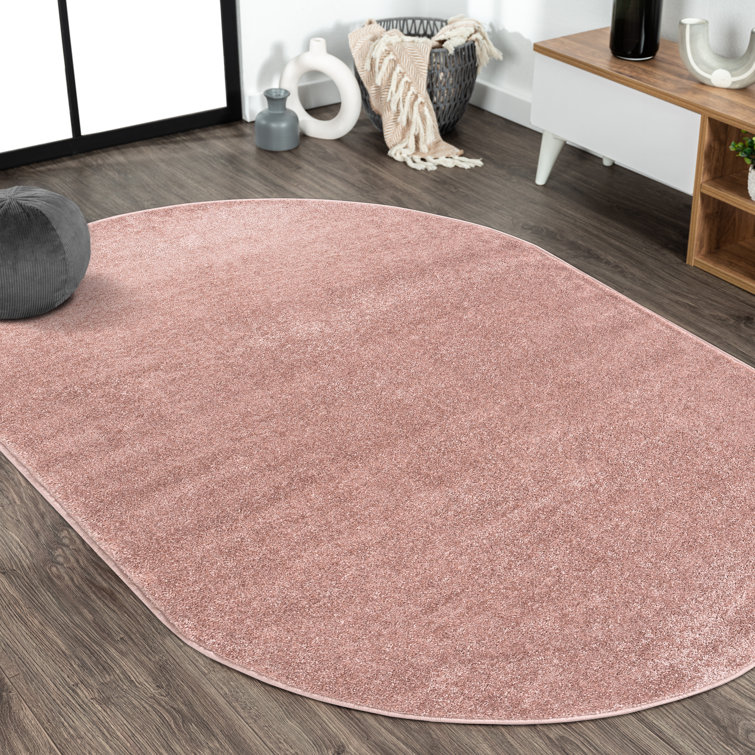 Auldridge Solid Colour Machine Woven Polypropylene Area Rug in Pink