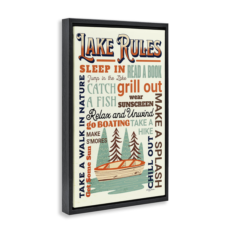Lac flottant, activités amusantes, toile flottante par Marla Rae, Cadre flottant noir de jais, H 25 po x l 17 po