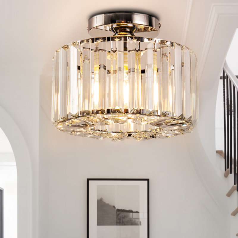 Charlyne Crystal Semi Flush Mount, Chrome