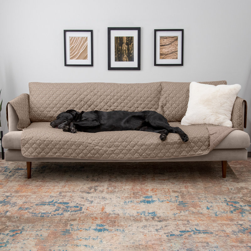 Water-Resistant Reversible Sofa Cover Furniture Protector, Gray Polyester, 130" H x 130" W x 0.25" D