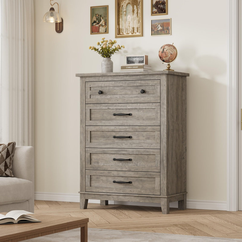 5 Dresser for Bedroom, 41.3 in Tall Vertical Drawer Dresser with Large Storage, Freestanding Wooden Closet Chest for Bedroom, Living Room