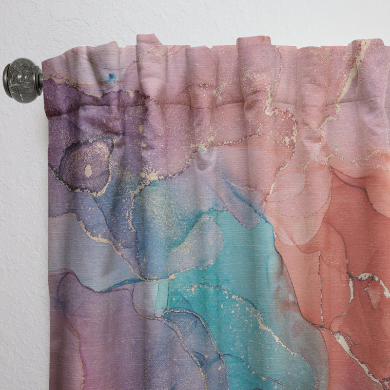 Panneau de rideau simple semi-diaphane avec passe-tringle Fluid Art III, L 52 po x L 63 po