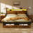 Antioch Queen Bed with 4 Drawers and Open Storage Headboard, Adjustable LED Light and Charging Station, No Box Spring Needed-1898476079-1916939460