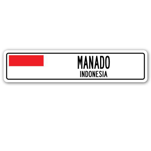 Panneau de signalisation en aluminium Manado, Indonésie, H 4 po x l 18 po x P 1 po