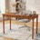 Bureau Mid-Century moderne, bureau rétro en bois massif avec 2 tiroirs, bureau d'ordinateur Boho pour la maison, le bureau, la chambre à coucher, le salon